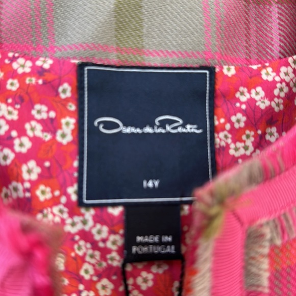 $295 NEW Oscar de la Renta Girls WOOL Jacket Hot Pink Green Plaid Blazer 14 Y - Picture 5 of 7